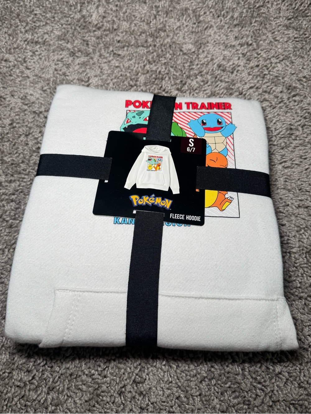 Kids Pokémon Trainer Fleece Hoodie - White with Colorful Pokémon Graphic